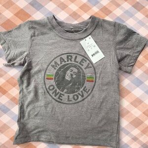 Zion Rootswear Gray Bob Marley One Love Tee with Rasta Stripe Accents